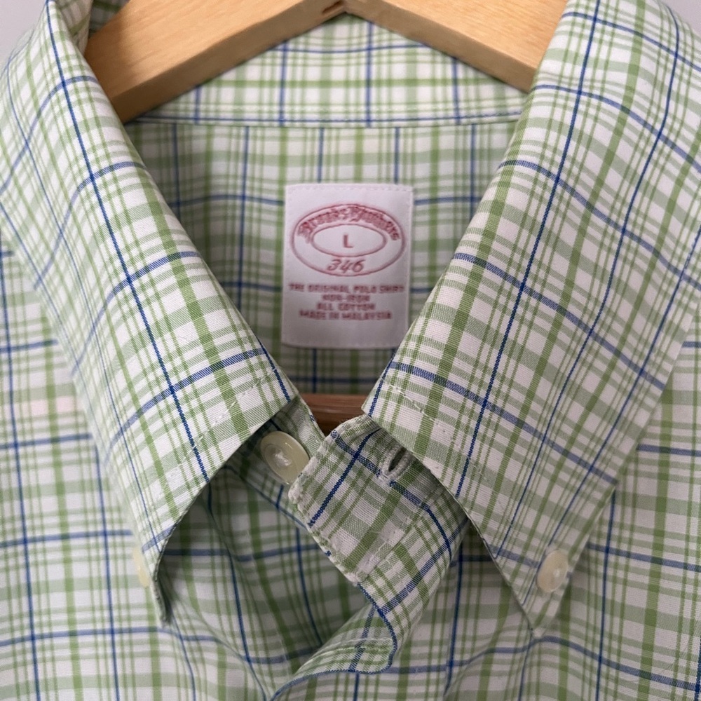 Brooks Brothers Light Green and Blue Plaid Shirt NEW no tags